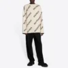 Wollpullover mit Rundhalsausschnitt und durchgehendem Logo „White“ 657401T32009054