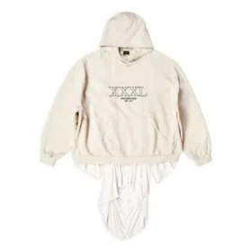 XXXL T-Shirt-Hoodie mit Aufnähern, Oversize „Ecru“ 720406TNVD99784