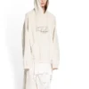 XXXL T-Shirt-Hoodie mit Aufnähern, Oversize „Ecru“ 720406TNVD99784
