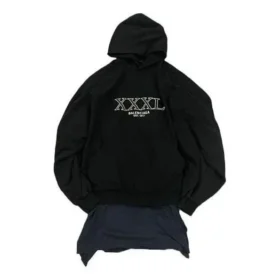 XXXL T-Shirt-Hoodie mit Aufnähern, Oversize „Schwarz“ 720406TNVD91070